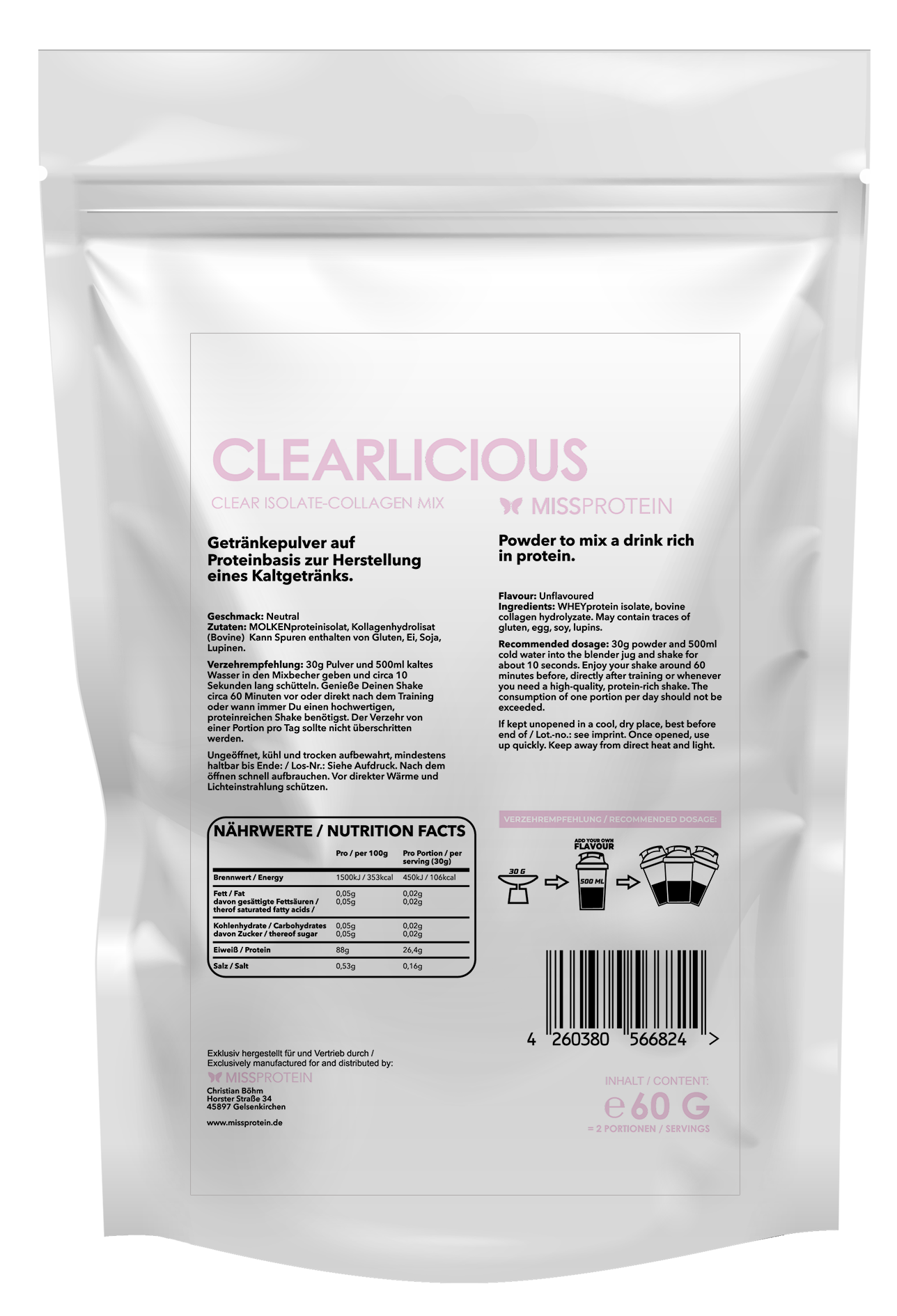 MissProtein Clearlicious - 60g Probe 2 Portionen